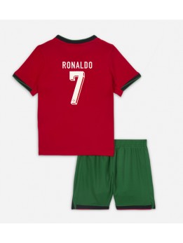 Portugal Cristiano Ronaldo #7 Replika Hemmakläder Barn EM 2024 Kortärmad (+ byxor)